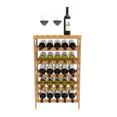 Hastings Home 25-Bottle Holder Freestanding Wine Rack With Tabletop, Brown 4 Hastings Home 25-Bottle Holder Freestanding Wine Rack With Tabletop, Brown - Image 2
