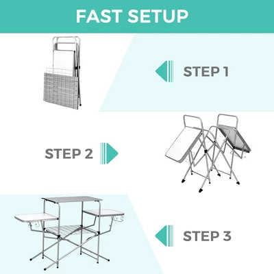 Costway Foldable Camping Table Outdoor Kitchen Portable Grilling Stand Folding BBQ Table 8 Costway Foldable Camping Table Outdoor Kitchen Portable Grilling Stand Folding BBQ Table - Image 6