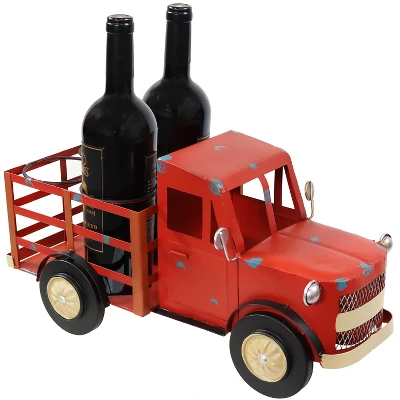 Sunnydaze Decor Sunnydaze Rustic Truck Metal Wine Rack - Red 6 Sunnydaze Decor Sunnydaze Rustic Truck Metal Wine Rack - Red - Image 4
