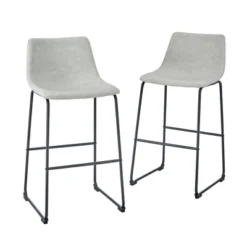 Set Of 2 Laslo Modern Upholstered Faux Leather Barstools - Saracina Home -Restaurant Furniture Store GUEST 035b128c 0bd7 45e2 a578 021ee2bbfd35