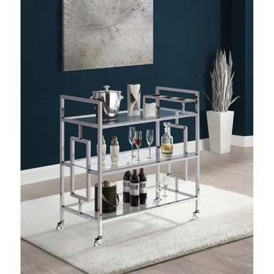 Harper Serving Bar Cart Chrome - Picket House Furnishings 4 Harper Serving Bar Cart Chrome - Picket House Furnishings - Image 2