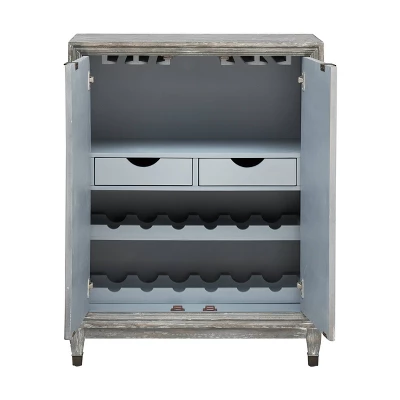 Gray Forest 2 Door Wine Cabinet Gray White Washed - Treasure Trove Accents 5 Gray Forest 2 Door Wine Cabinet Gray White Washed - Treasure Trove Accents - Image 3