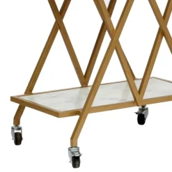 Chaves Handcrafted Modern Glam Marble Bar Cart Gold/White - Christopher Knight Home -Restaurant Furniture Store GUEST 03aee19b d9d1 4dc5 b258 452dd4299a06