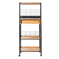 Better Home Products Kristi Metal Frame Microwave Stand With Storage In Black -Restaurant Furniture Store GUEST 03bfc7c6 1b1b 4493 b0fa 1047f7400774