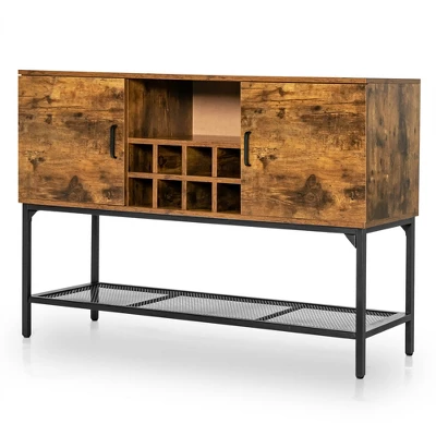 Costway Industrial Kitchen Buffet Sideboard 2-Door Console Table W/Open Shelf Wine Rack 9 Costway Industrial Kitchen Buffet Sideboard 2-Door Console Table W/Open Shelf Wine Rack - Image 7