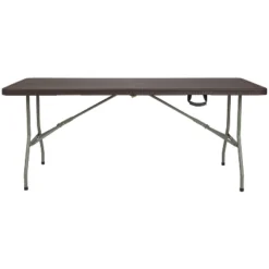 Flash Furniture 6-Foot Bi-Fold Brown Rattan Plastic Folding Table -Restaurant Furniture Store GUEST 052737fa fc05 49d8 9bc2 053fd7d6f6db