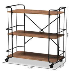 Neal Metal And Wood Kitchen Serving Cart Walnut/Black - Baxton Studio -Restaurant Furniture Store GUEST 053b7722 1b1c 4256 ae03 04b574cb0616