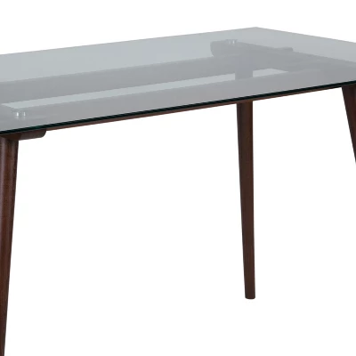 Merrick Lane 31.5" X 55" Rectangular Solid Wood Table With Glass Top 10 Merrick Lane 31.5" X 55" Rectangular Solid Wood Table With Glass Top - Image 8