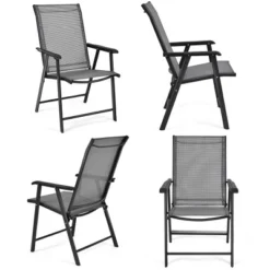 Costway Set Of 4 Outdoor Patio Folding Chairs Camping Deck Garden Pool Beach W/Armrest -Restaurant Furniture Store GUEST 06035b06 c884 4432 b61a 07e657cac127