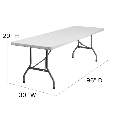 Emma And Oliver 8-Foot Granite White Plastic Folding Table - Banquet / Event Folding Table 4 Emma And Oliver 8-Foot Granite White Plastic Folding Table - Banquet / Event Folding Table - Image 2
