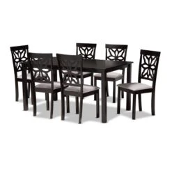 7pc Dallas Fabric Upholstered And Wood Dining Set - Baxton Studio -Restaurant Furniture Store GUEST 06cb6cc9 2277 4380 9cdb d3a8b5c4e195