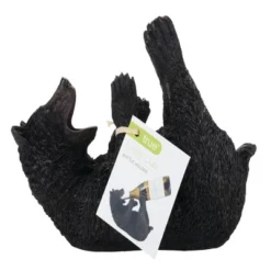 True Frisky Cub Polyresin Wine Bottle Holder Set Of 1, Black, Holds 1 Standard Wine Bottle