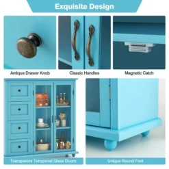 Costway Buffet Sideboard Table Kitchen Storage Cabinet With Drawers & Doors Blue/White/Green -Restaurant Furniture Store GUEST 080645bb 7b7b 4077 9538 244e7dc5380b