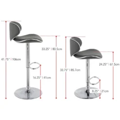 Set Of 2 Curved Form Fitting Adjustable Bonded Leather Barstool Dark Gray - CorLiving -Restaurant Furniture Store GUEST 086aea31 7a86 43f8 b7b6 4f39d6f68ab1