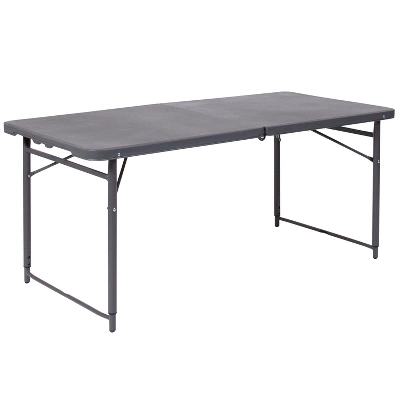 Emma And Oliver 4-Foot Height Adjustable Bi-Fold Dark Gray Plastic Folding Table With Handle 13 Emma And Oliver 4-Foot Height Adjustable Bi-Fold Dark Gray Plastic Folding Table With Handle - Image 11