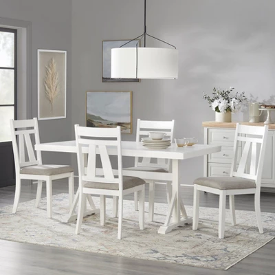 5pc Miller Rectangular Dining Set White - Lifestorey 3 5pc Miller Rectangular Dining Set White - Lifestorey