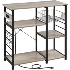 Yaheetech Vintage Kitchen Island Baker's Rack With Power Outlet Utility Microwave Stand -Restaurant Furniture Store GUEST 09860da9 8d55 4b69 b00a af457d1f67f6