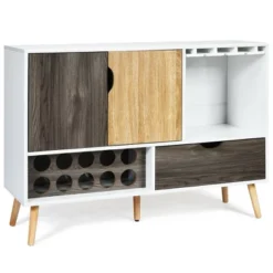 Costway Mid-Century Buffet Sideboard Wooden Storage Cabinet W/ Wine Rack & Glass Holder -Restaurant Furniture Store GUEST 0a3bbfc3 2f89 487a bff8 734a0649302c