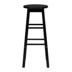 PJ Wood Classic Round-Seat 24" Tall Kitchen Counter Stools For Homes, Dining Spaces, And Bars With Backless Seats, Square Legs, Black (10 Pack) -Restaurant Furniture Store GUEST 0a6a321d 5bc2 4663 9727 b4349983286f