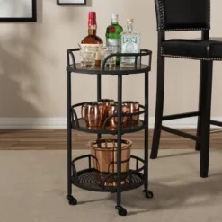 Bristol Rustic Industrial Style Metal And Wood Mobile Serving Cart - Brown - Baxton Studio -Restaurant Furniture Store GUEST 0aad27e4 5639 46cc 89fb cdbdc93c56f8