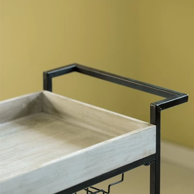 Vintiquewise Metal Wine Bar Serving Cart With Rolling Wheels, Wine Rack, And Glass Holder 8 Vintiquewise Metal Wine Bar Serving Cart With Rolling Wheels, Wine Rack, And Glass Holder - Image 6