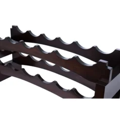 BIRDROCK HOME Stackable Wood Bottle Rack - 2 Wooden Wave Bars - Set Of 2-12 Bottle - Espresso