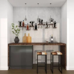 Metal Geometric 7 Bottle Wall Wine Rack With 5 Glass Holder Slots Black - Olivia & May 25 Metal Geometric 7 Bottle Wall Wine Rack With 5 Glass Holder Slots Black - Olivia & May -Restaurant Furniture Store GUEST 0c6662aa cae2 450a 9fbc 226b6e733d0f