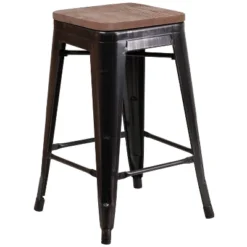 Merrick Lane Backless Metal Dining Stool With Wooden Seat For Indoor Use -Restaurant Furniture Store GUEST 0cd46378 71cc 4ed5 95b6 6ae064073f6a