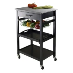 Julia Granite Top Kitchen Cart Wood/Black - Winsome -Restaurant Furniture Store GUEST 0d2dbed8 8380 4ddf 9e25 bebe2da937db