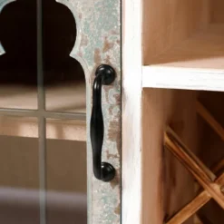 LuxenHome Distressed White And Gray Wood 1-Door Storage Wine Cabinet -Restaurant Furniture Store GUEST 0de77eff 540a 4511 9015 eba1ae4d0ab8