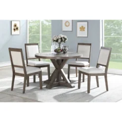 48" 5pc Molly Round Dining Set Gray - Steve Silver Co.