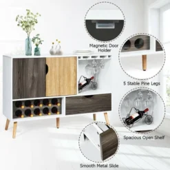 Costway Mid-Century Buffet Sideboard Wooden Storage Cabinet W/ Wine Rack & Glass Holder -Restaurant Furniture Store GUEST 0e7de361 b9d8 4086 9b22 685b54151f0b
