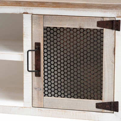 Deacon And Wood 2 Door Dining Room Buffet White/Brown - Baxton Studio 6 Deacon And Wood 2 Door Dining Room Buffet White/Brown - Baxton Studio - Image 4