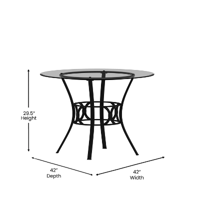 Emma And Oliver 42'' Round Glass Dining Table With Black Metal Frame 8 Emma And Oliver 42'' Round Glass Dining Table With Black Metal Frame - Image 6