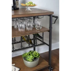Austin Wine Cart Brown/Black - Linon -Restaurant Furniture Store GUEST 1086bb95 137d 4a51 a7c0 a85eb3b6d541