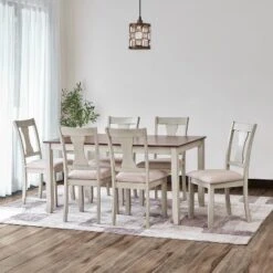 7pc Ellsworth Wood Dining Set Medium Brown - Vifah -Restaurant Furniture Store GUEST 108a4914 1b6f 4b6d 8103 464fb4ef1716