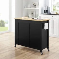 Full Savannah Wood Top Kitchen Island Cart Black/Natural - Crosley -Restaurant Furniture Store GUEST 109cd33f c8f4 4f0f 9542 a4c7da272cc3
