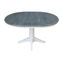 36" Dining Height Morse Round Top Pedestal Drop Leaf Dining Table White/Heather Gray - International Concepts -Restaurant Furniture Store GUEST 10cf5b1f 23bf 452b 8f21 b81c80169e16