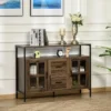 HOMCOM Rustic Kitchen Sideboard, Serving Buffet Storage Cabinet With Adjustable Shelves, Glass Doors, And 2 Drawers For Living Room -Restaurant Furniture Store GUEST 11351981 ae71 4c04 bf28 4652b7ff35ea