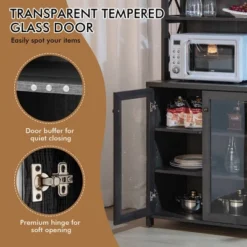 Costway Tall Freestanding Bar Cabinet Kitchen Buffet W/ Glass Holder & Adjustable Shelf -Restaurant Furniture Store GUEST 116448c2 235d 429b b714 eeab55442433