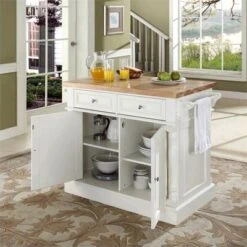 Wood Kitchen Island Butcher Block In White - Pemberly Row -Restaurant Furniture Store GUEST 1291ea11 8668 46c5 bb90 ff4b2084d490