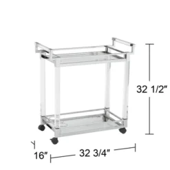 Studio 55D Rossi 32 3/4" Wide Clear Acrylic And Chrome Rolling Serving Bar Cart -Restaurant Furniture Store GUEST 12e4efbe e251 4eed 96b1 e29faf504b56