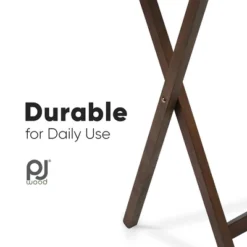 PJ Wood 19.09 X 14.57 X 26.00 Inch Folding TV Tray Tables With Compact Storage Rack, Solid Wood Construction, Walnut Brown Finish, 5 Piece Set -Restaurant Furniture Store GUEST 12f7a6e8 1c14 4ab1 8272 fc8da987dd79