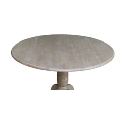 Nathaniel Round Dual Drop Leaf Pedestal Table Gray Taupe - International Concepts -Restaurant Furniture Store GUEST 14a2a075 0cde 4a5d 8433 39e683411c1f