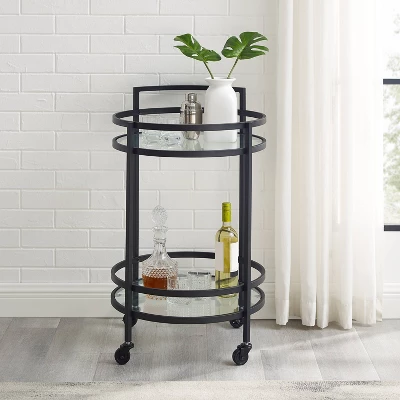 Bailey Round Bar Cart Matte Black - Crosley 4 Bailey Round Bar Cart Matte Black - Crosley - Image 2
