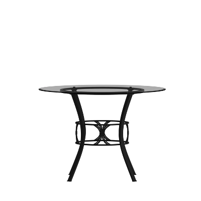 Emma And Oliver 42'' Round Glass Dining Table With Black Metal Frame 12 Emma And Oliver 42'' Round Glass Dining Table With Black Metal Frame - Image 10
