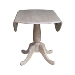 Nathaniel Round Dual Drop Leaf Pedestal Table Gray Taupe - International Concepts -Restaurant Furniture Store GUEST 16a6c397 cdca 45f8 a7b9 5c7ca1028d1d