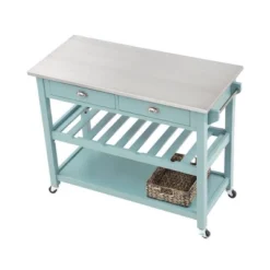 Colorado Kitchen Island With Stainless Steel Top Blue - Boraam -Restaurant Furniture Store GUEST 17411b20 41fa 43fe a6d0 a492699e8d30