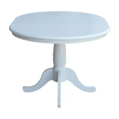 36" Kyle Round Top Pedestal Table With 12" Drop Leaf White - International Concepts