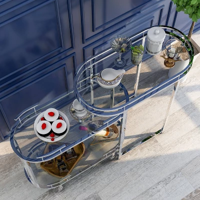 Carrowdore Glass Shelf Serving Cart Chrome/Clear - MiBasics 6 Carrowdore Glass Shelf Serving Cart Chrome/Clear - MiBasics - Image 4